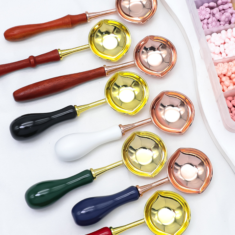 Double mouth Lacquer Spoon Silver Rose Gold Spoon Lacquer Wax Printing Tool Accessories Double mouth Wooden Spoon